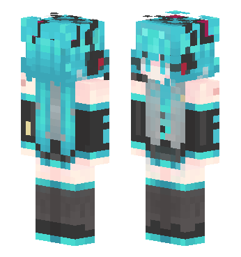 初音未来Miku 公式服 像素优化 · 来源 skin.mualliance.ltd#5458 的 Minecraft 皮肤 预览图