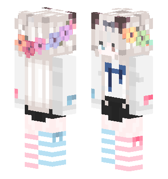 条纹袜兽耳萝莉-无鞋子 · 来源 littleskin.cn#16688 的 Minecraft 皮肤 预览图