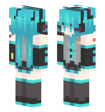 初音未来Miku 公式服ver. · 来源 littleskin.cn#93792 的 Minecraft 皮肤 预览图