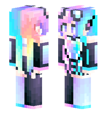 国服彩虹电音安儿-未来世界付费皮肤 · 来源 littleskin.cn#11105 的 Minecraft 皮肤 预览图