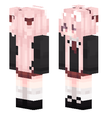 樱花猫猫 - jk（可眨眼） · 来源 littleskin.cn#629575 的 Minecraft 皮肤 预览图