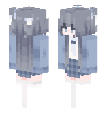 蓝，白丝，女孩（修改） · 来源 littleskin.cn#424846 的 Minecraft 皮肤 预览图