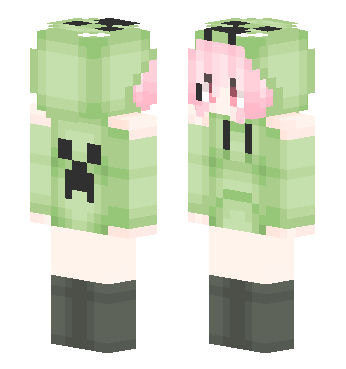 裸肩苦力怕娘（动态眼） · 来源 littleskin.cn#710025 的 Minecraft 皮肤 预览图